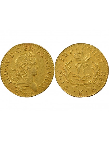 Louis XV Mirliton aux Grandes Palmes 1 louis d'or Or 1724 K Bordeaux