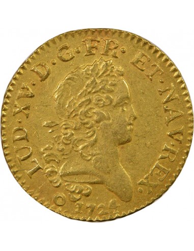 Louis XV Mirliton aux Grandes Palmes 1 louis d'or Or 1724 K Bordeaux