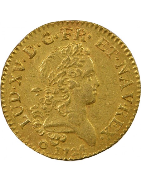 Louis XV Mirliton aux Grandes Palmes 1 louis d'or Or 1724 K Bordeaux