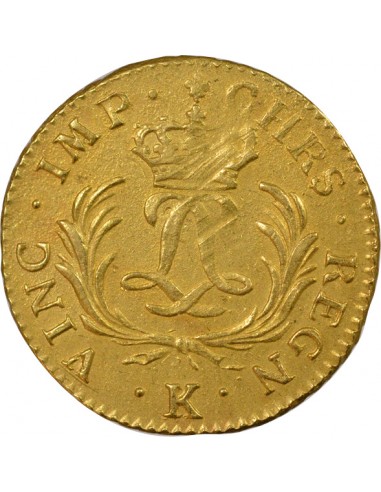 Louis XV Mirliton aux Grandes Palmes 1 louis d'or Or 1724 K Bordeaux