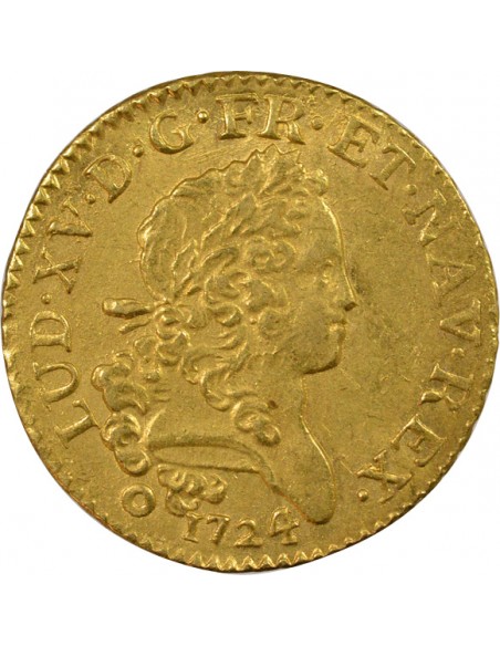 Louis XV Mirliton aux Grandes Palmes 1 louis d'or Or 1724 K Bordeaux