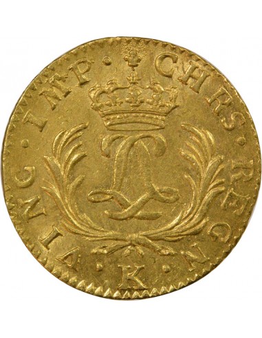 Louis XV Mirliton aux Grandes Palmes 1 louis d'or Or 1724 K Bordeaux