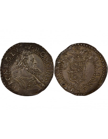 Naples Charles Quint Grand Buste 1/2 ducato Argent 1548-1554 Naples