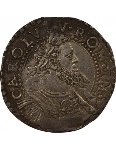 Naples Charles Quint Grand Buste 1/2 ducato Argent 1548-1554 Naples