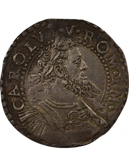 Naples Charles Quint Grand Buste 1/2 ducato Argent 1548-1554 Naples