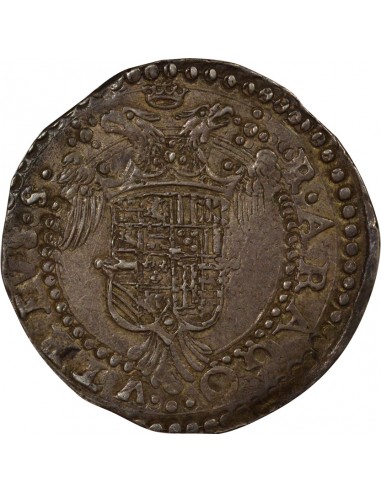 Naples Charles Quint Grand Buste 1/2 ducato Argent 1548-1554 Naples