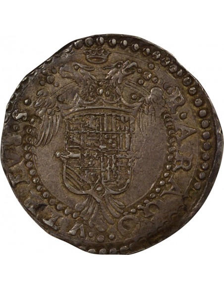 Naples Charles Quint Grand Buste 1/2 ducato Argent 1548-1554 Naples