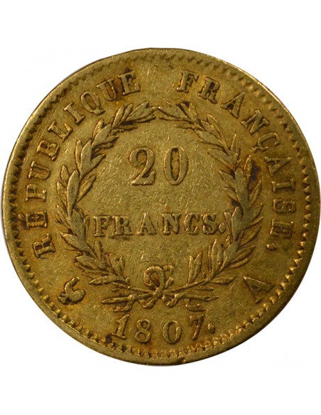 Roi d'Italie Type Transitoire 20 Francs Or 1807 A Paris