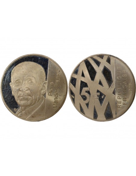 Mendès France 5 francs Argent 1992 Pessac