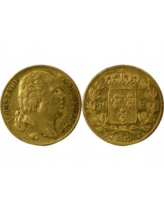 Louis XVIII Tête nue 20 Francs Or 1819 T Nantes