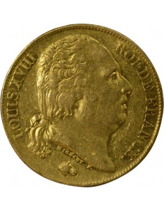 Louis XVIII Tête nue 20 Francs Or 1819 T Nantes 2