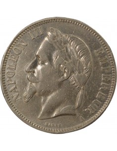 Napoléon III Tête laurée 5 francs Argent 1866 A - Paris 2