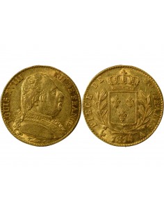 Louis XVIII Buste Habillé 20 Francs Or 1814 A Paris