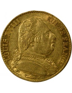 Louis XVIII Buste Habillé 20 Francs Or 1814 A Paris 2