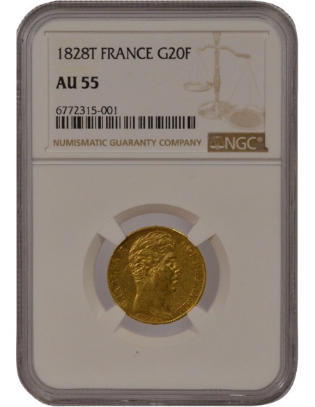 Charles X 4 1/2 Feuilles 20 Francs Or 1828 T Nantes