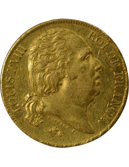 Louis XVIII Tête nue 20 Francs Or 1820 T Nantes
