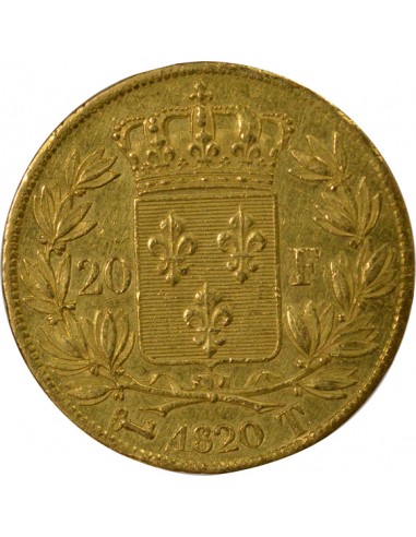 Louis XVIII Tête nue 20 Francs Or 1820 T Nantes