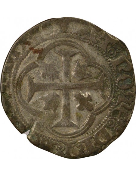 Charles VII 1e Emission 1 blanc à la couronne Billon 1436-1447 D Lyon