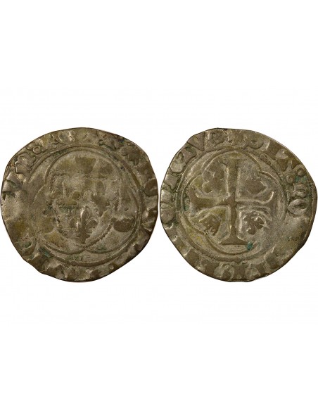 Charles VII 1e Emission 1 blanc à la couronne Billon 1436-1447 I Limoges