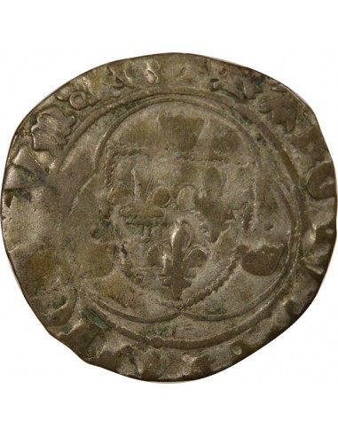 Charles VII 1e Emission 1 blanc à la couronne Billon 1436-1447 I Limoges