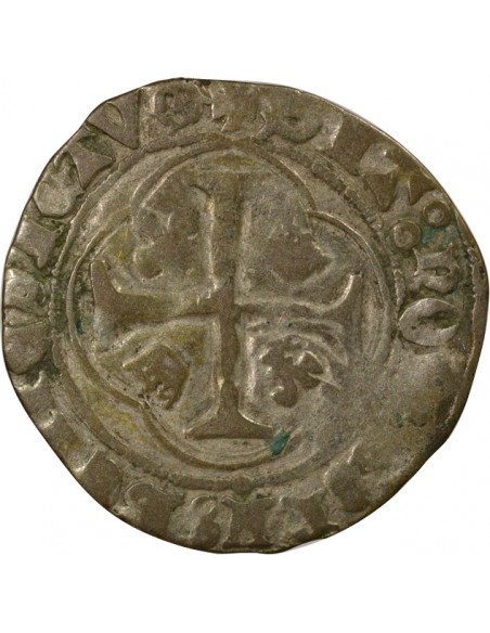 Charles VII 1e Emission 1 blanc à la couronne Billon 1436-1447 I Limoges