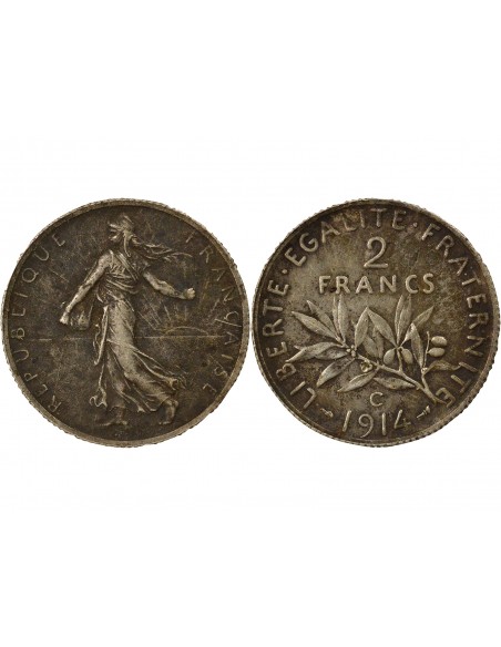Semeuse 2 francs Argent 1914 C Castelsarrasin
