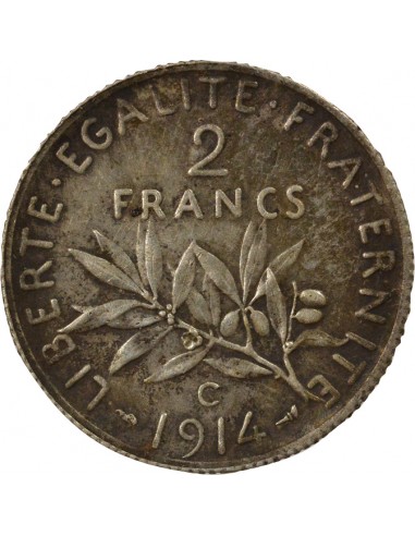 Semeuse 2 francs Argent 1914 C Castelsarrasin