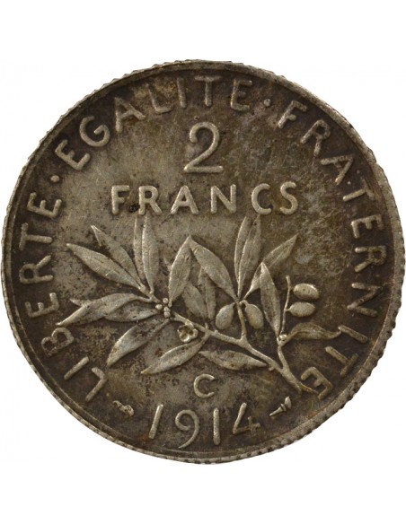 Semeuse 2 francs Argent 1914 C Castelsarrasin