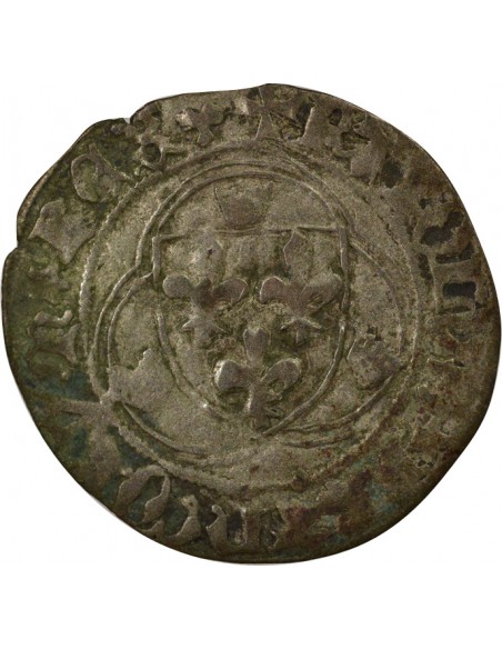 Charles VII 4e Emission 1 blanc à la couronne Billon 1456-1461 I Limoges