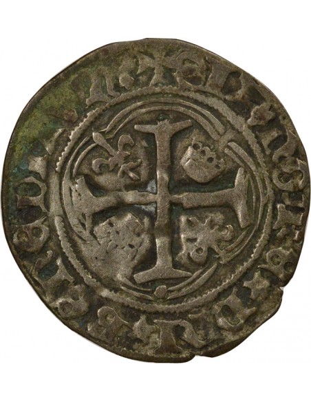 Charles VII 4e Emission 1 blanc à la couronne Billon 1456-1461 I Limoges