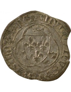 Louis XI 1e Emission 1 blanc à la couronne Billon 1461-1474 B Rouen 2
