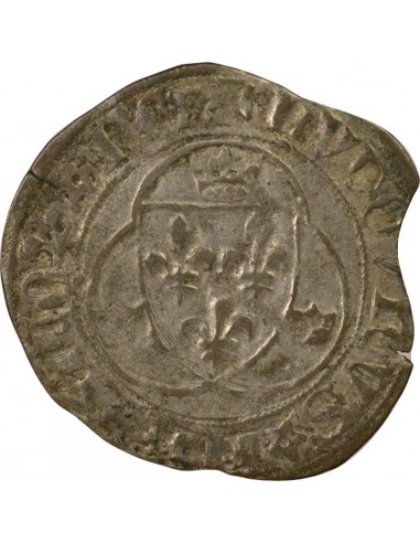 Louis XI 1e Emission 1 blanc à la couronne Billon 1461-1474 B Rouen