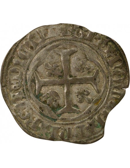 Louis XI 1e Emission 1 blanc à la couronne Billon 1461-1474 B Rouen