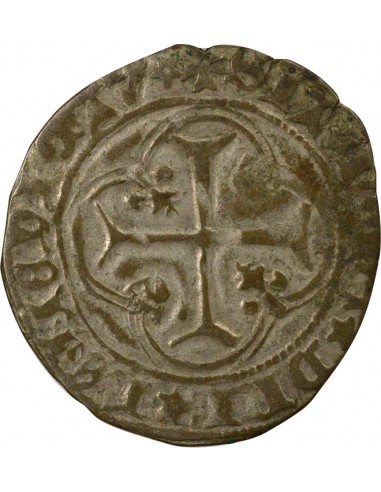 Charles VII 4e Emission 1 blanc à la couronne Billon 1456-1461 Saint-Pourçain