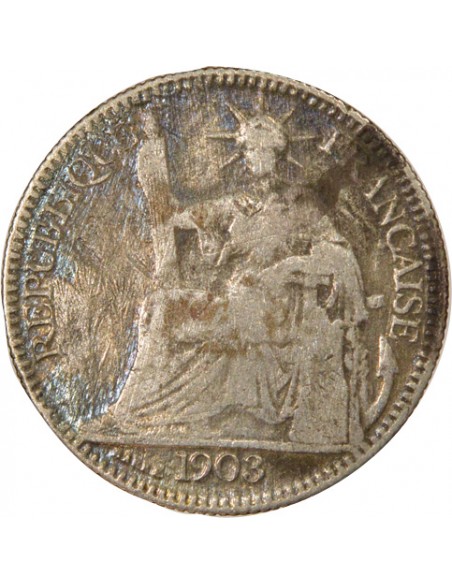 Indo-Chine Fr. 10 Centièmes Argent 1903 A - Paris