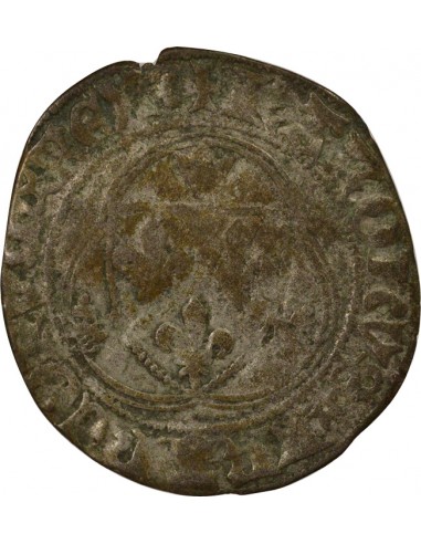 Charles VIII 1 blanc à la couronne Billon 1488-1498 D Lyon