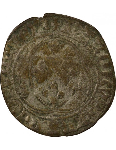 Charles VIII 1 blanc à la couronne Billon 1488-1498 D Lyon