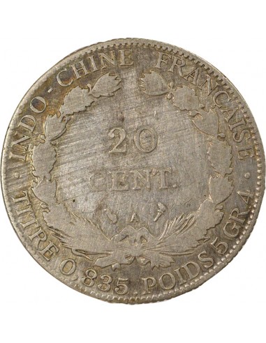 Indo-Chine Fr. 20 Centièmes Argent 1916 A - Paris