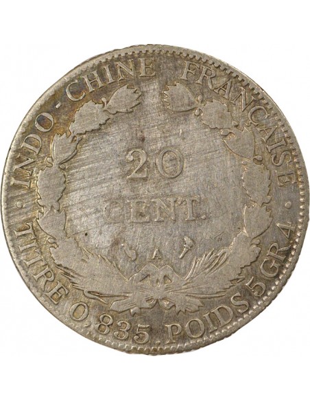 Indo-Chine Fr. 20 Centièmes Argent 1916 A - Paris