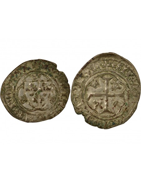 Louis XI 1 blanc à la couronne Billon 1461-1483 H La Rochelle