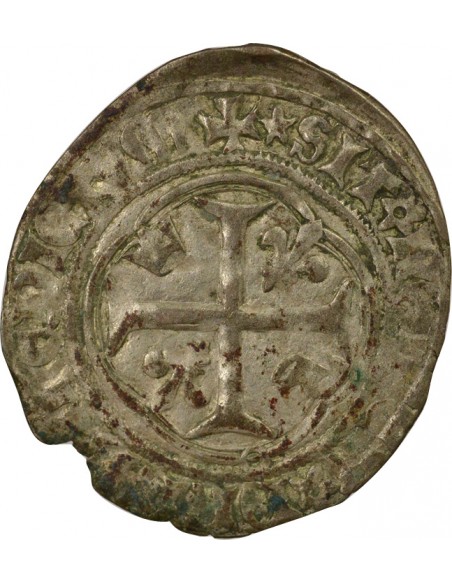 Louis XI 1 blanc à la couronne Billon 1461-1483 H La Rochelle