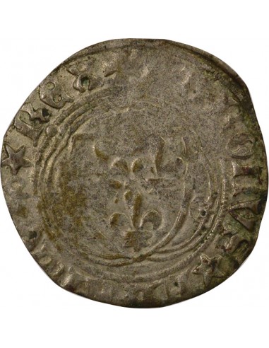 Charles VIII 1 blanc à la couronne Billon 1488-1498 B Rouen