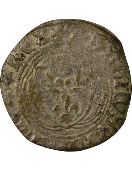 Charles VIII 1 blanc à la couronne Billon 1488-1498 B Rouen