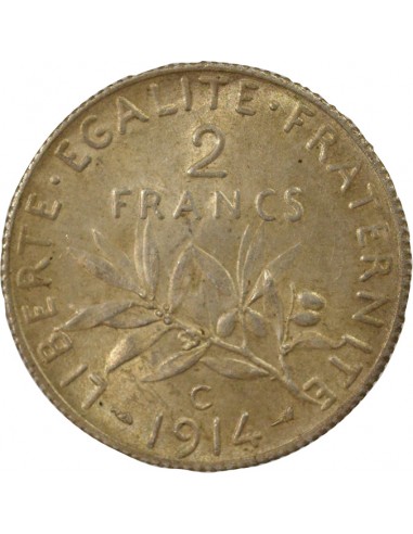 Semeuse 2 francs Argent 1914 C Castelsarrasin