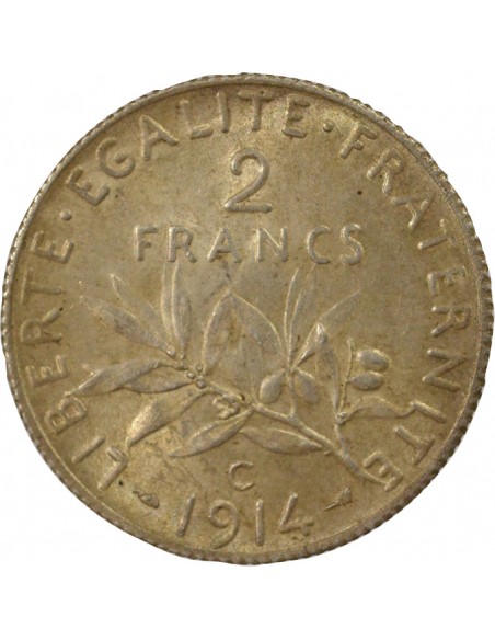 Semeuse 2 francs Argent 1914 C Castelsarrasin