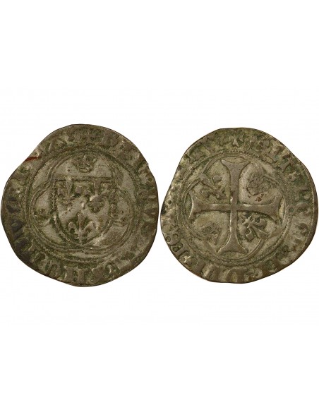 Charles VII 4e Emission 1 blanc à la couronne Billon 1456-1461 M Toulouse