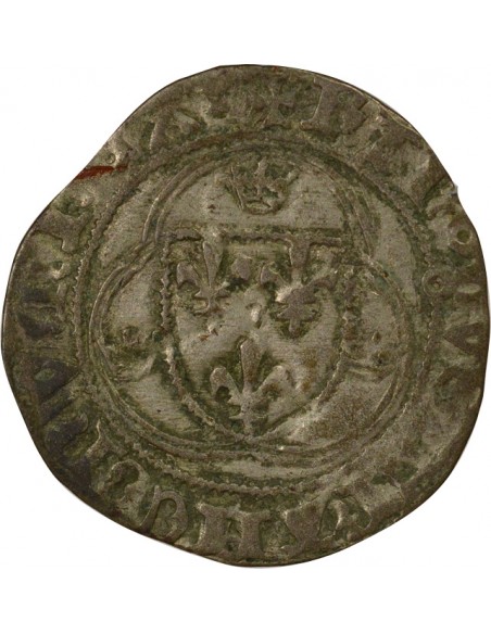 Charles VII 4e Emission 1 blanc à la couronne Billon 1456-1461 M Toulouse