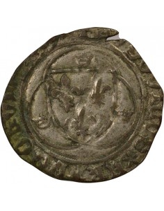 Louis XI 1 blanc à la couronne Billon 1461-1483 E Tours 2