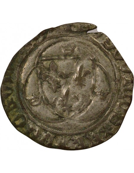 Louis XI 1 blanc à la couronne Billon 1461-1483 E Tours