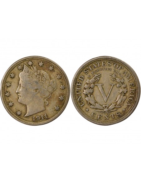 Etats Unis d'Amérique Liberty Nickel 5 cents Nickel 1911 Philadelphie